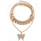 Jewelry Exquisite Exaggerated Diamond Geometric Necklace Female Retro Suit Cuban Chain Big Butterfly Necklace