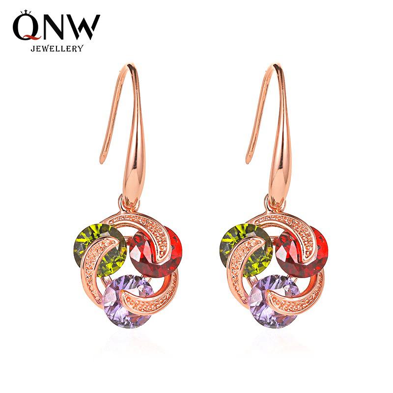 Earrings celebrity temperament micro-inlaid zircon earrings female simple color diamond car earrings