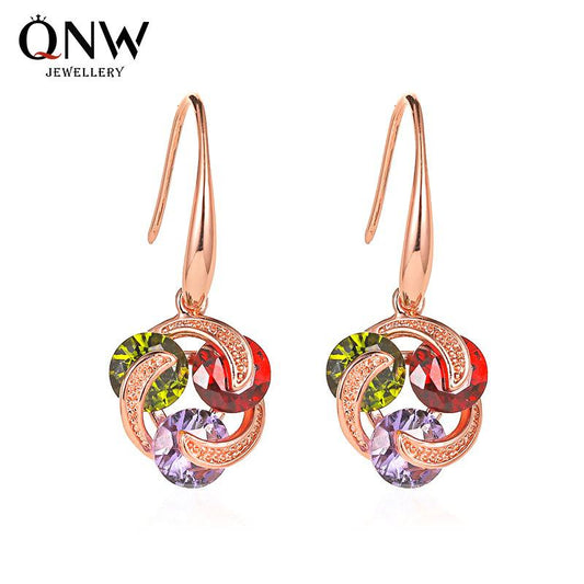 Earrings celebrity temperament micro-inlaid zircon earrings female simple color diamond car earrings