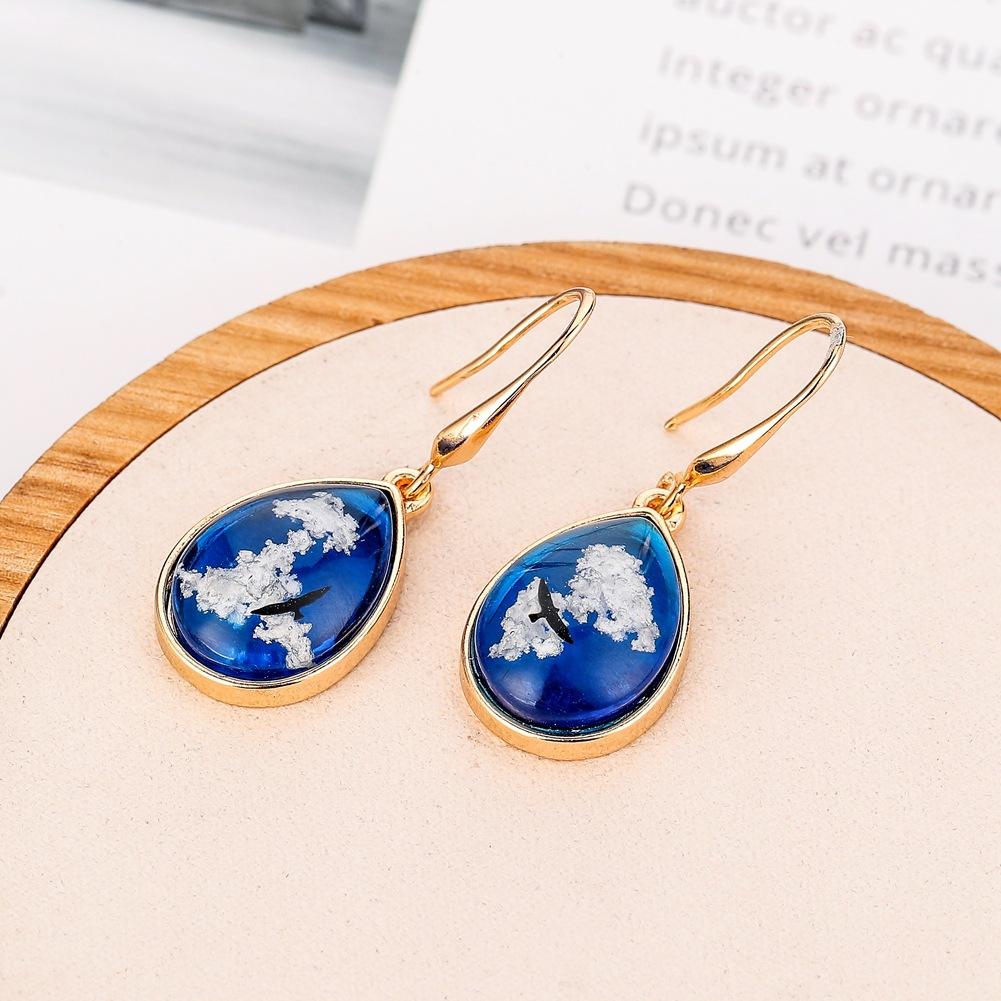 Fashion Ear Jewelry ETSY Blue Sky White Cloud Eagle Earrings Drop Shaped Earrings