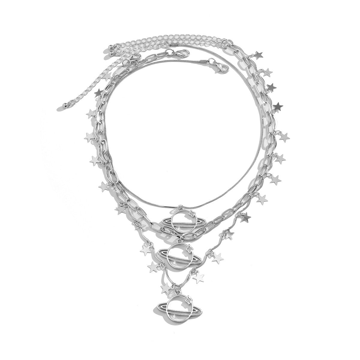 Jewelry Fashion Niche Metal Planet Necklace Female Simple Versatile Star Chain Clavicle Necklace