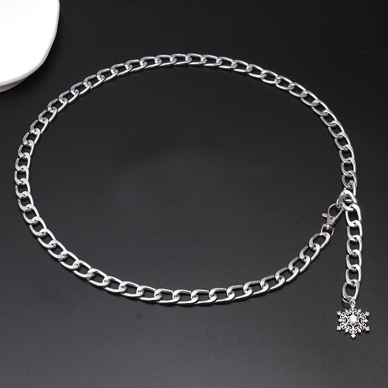 Fashion Accessories Personality Full Diamond Snowflake Body Chain Winter Versatile Sexy Ladies Metal Waist Chain