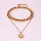 Sunflower Double Layer Pendant Accessories Alloy Sunflower Vintage Sweater Chain Necklace Women