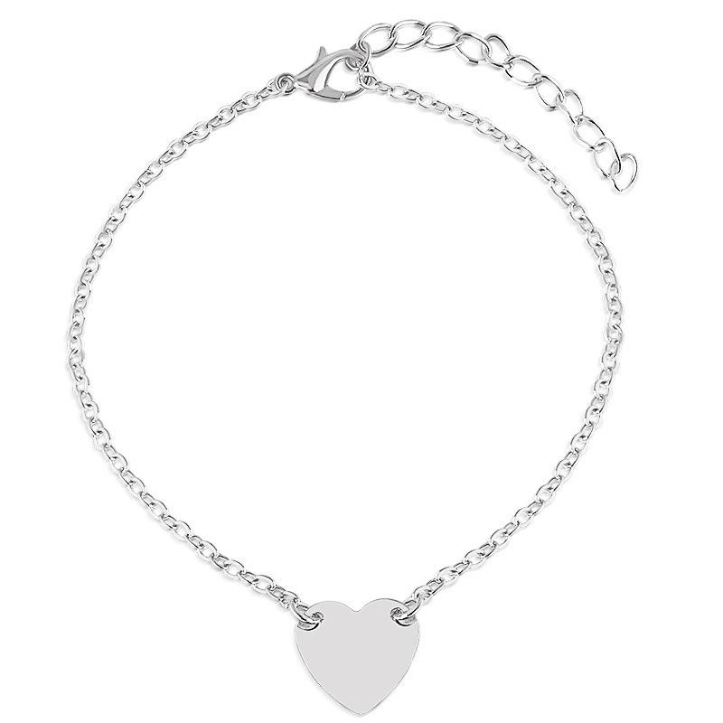 Fashion Simple Love Peach Heart Bracelet Anklet 2 Hands Jewelry