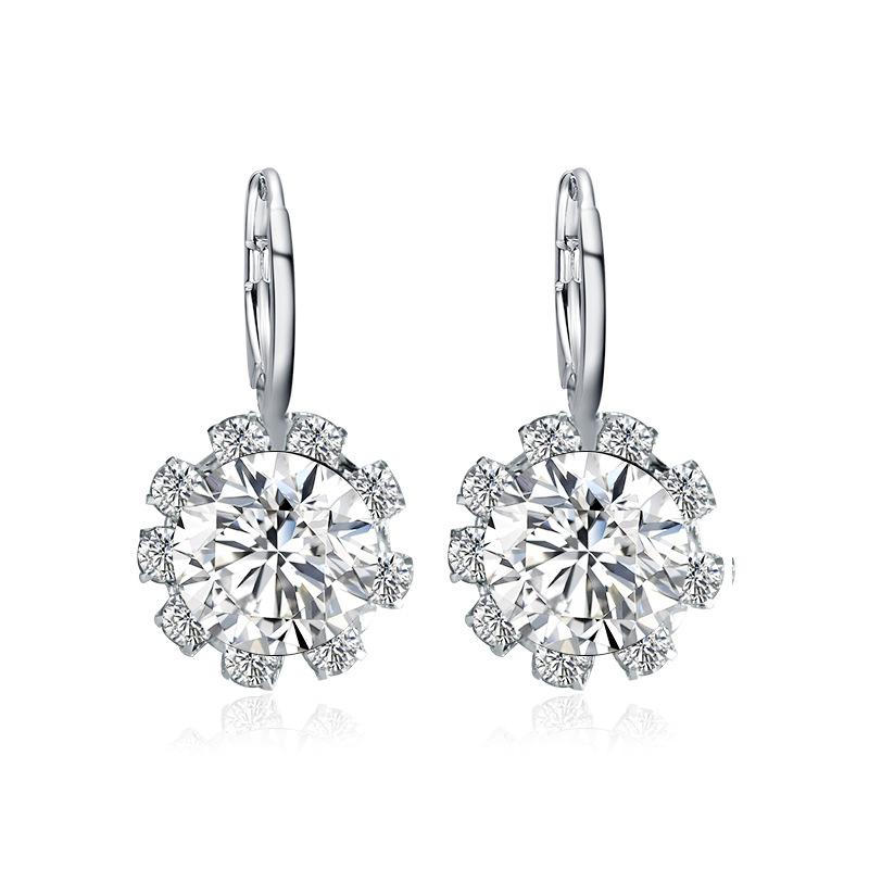 Fashion Round Crystal Diamond Sunflower Stud Earrings Classic Zircon Temperament Earrings Earrings