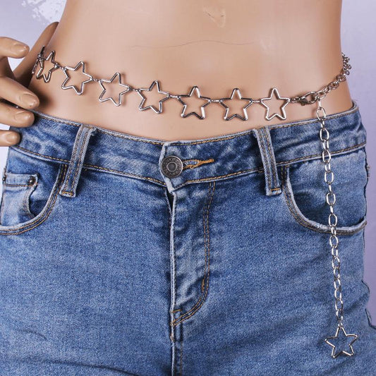 Explosive women's strands of empty star decoration body chain simple and versatile matching with jeans fashion waist chain