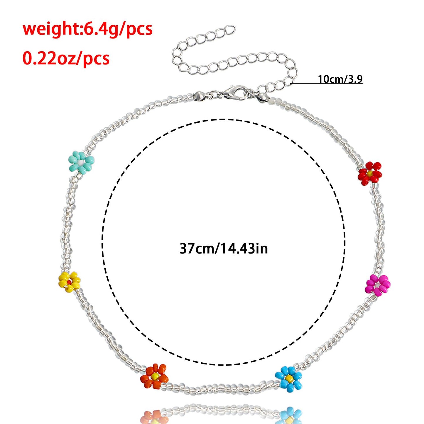 Necklace Jewelry Bohemian Transparent White Rice Beads Colorful Daisy Flower Necklace Necklace Female Niche Design