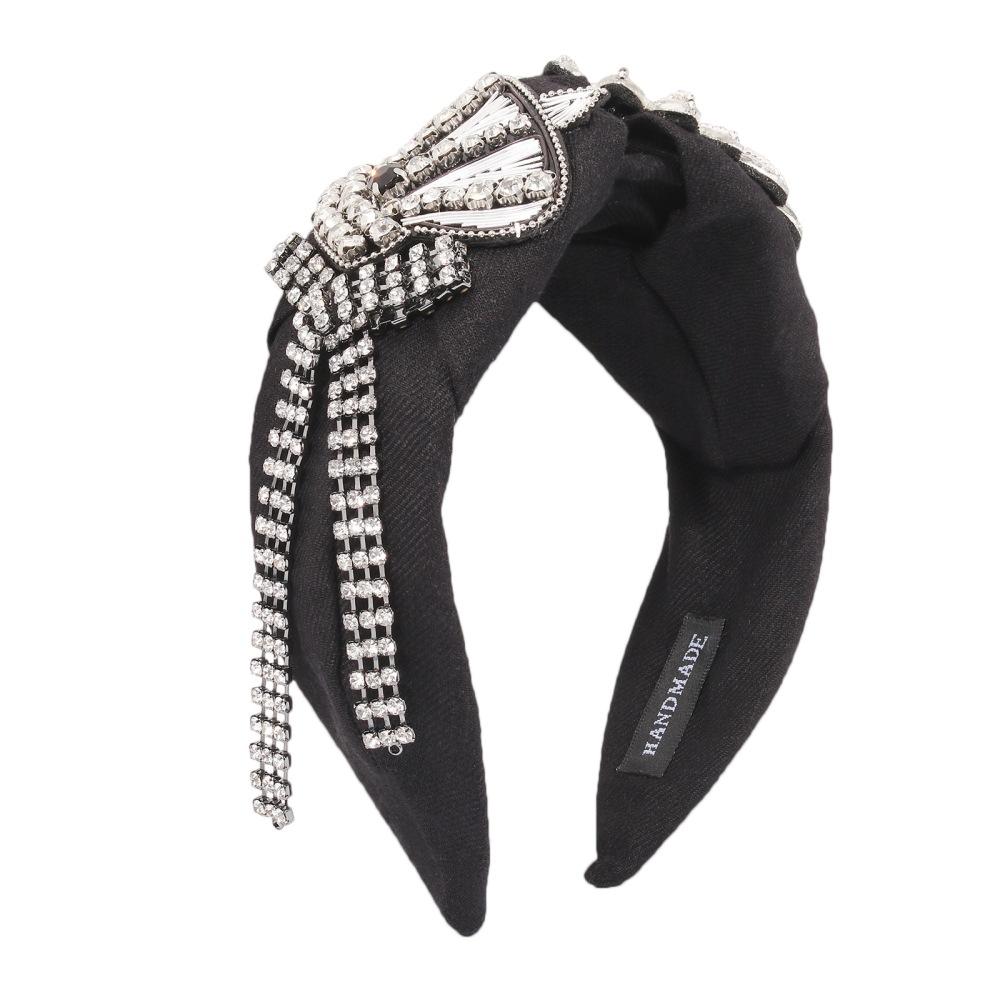 F3137 Retro wide-brimmed fabric rice bead hair ornament style personality Baroque palace diamond headband female