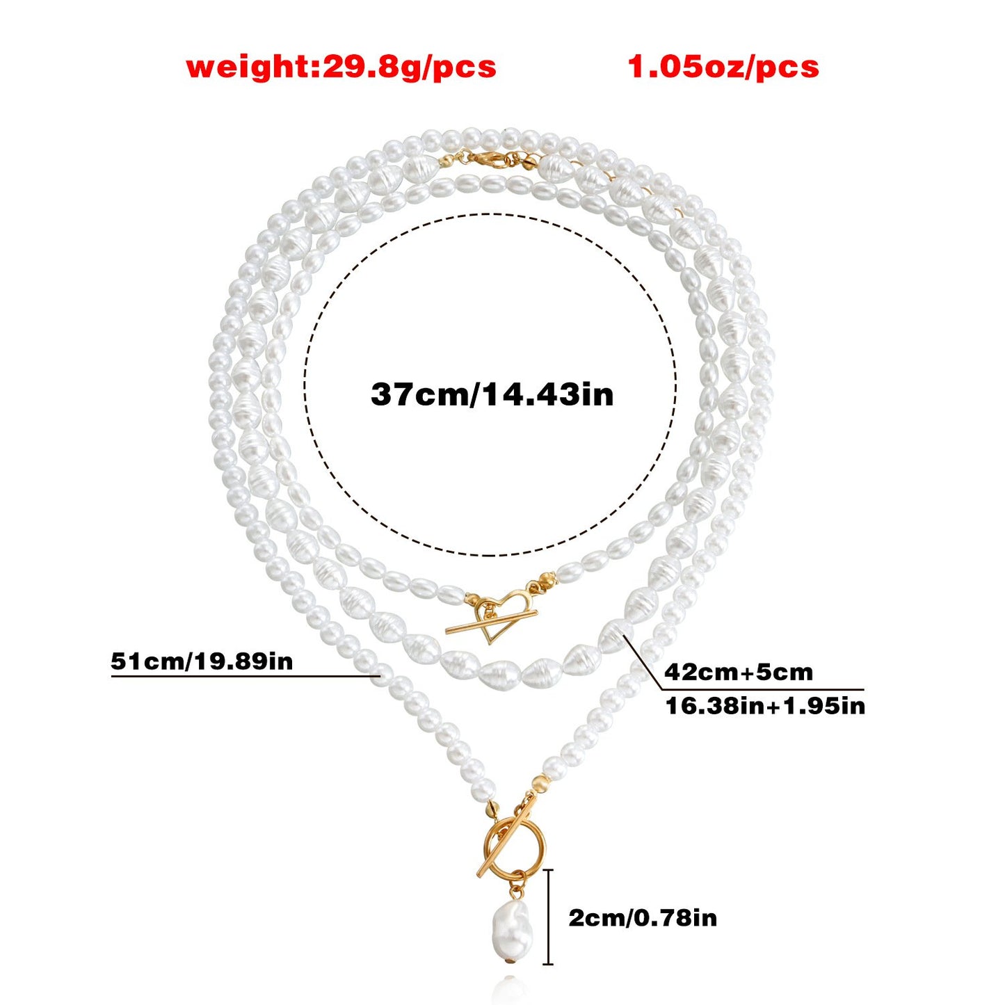 Jewelry Retro Imitation Pearl Stacked Woven Baroque Necklace Niche Beaded Chain Versatile Necklace