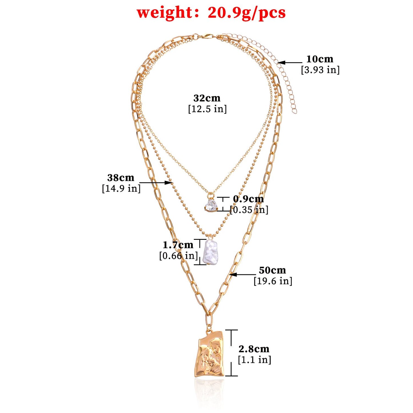 Jewelry trend multi-layer love diamond pearl alloy pendant fashion personality short sweater chain