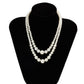 Jewelry retro double-layer beaded imitation pearl necklace femininity geometric niche round bead necklace