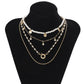 Jewelry Double Stacked Cross Chain Necklace Mix and Match Multiple Imitation Pearl Sequin Tassel Necklace