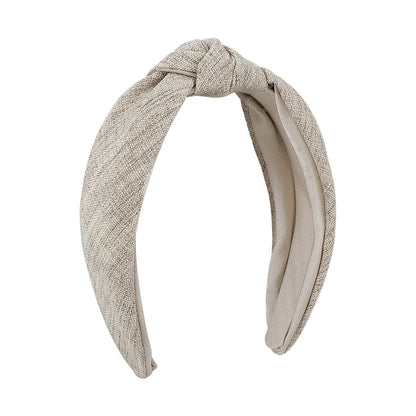 F4468 solid color geometric hair hoop wide edge knotted cotton and linen creative going out with high cranial top pressure hair head hoop