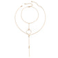 Jewelry Versatile Niche Geometric Ring Pendant Necklace Simple Metal Thin Chain Tassel Necklace