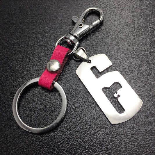 Rainbow 6 Lucky Car Keychain Stainless Steel Titanium Steel Pendant