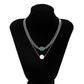 Jewelry imitation pearl thick chain mix and match necklace personality cold emerald double layer necklace