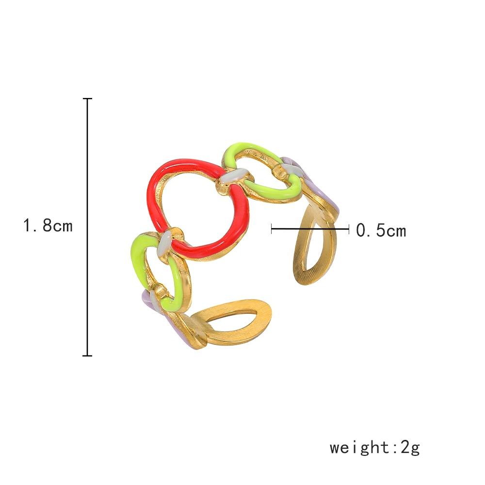 Jewelry fashion light luxury stainless steel dripping oil circle O-shaped open ring