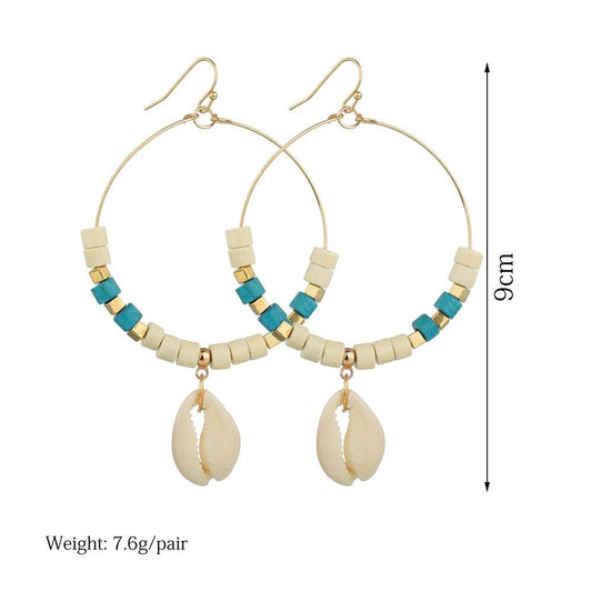 Accessories Boho Earrings Turquoise Earrings Vintage Shell Earrings Hoop Earrings Women