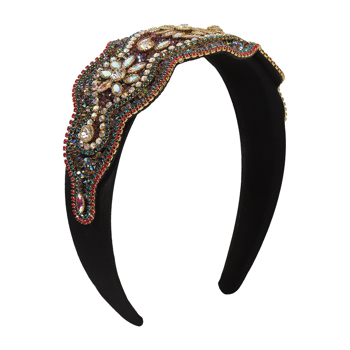 F4648 trendy color diamond light luxury headband tiktok baroque national exaggerated heavy industry headband