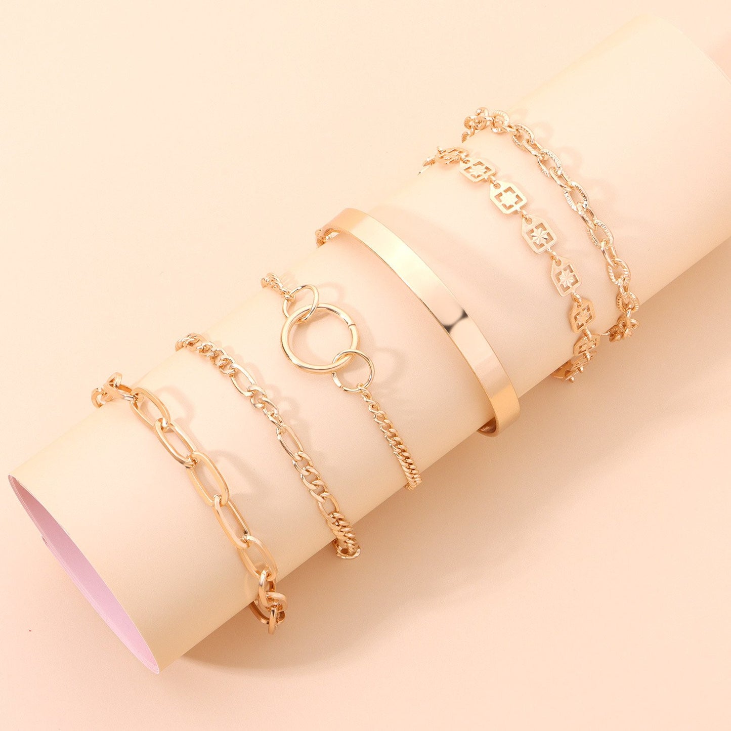 Jewelry Fashion Net Red Trendy Multi-layer Jewelry Elements Ins Combination 6-piece Suit Bracelet