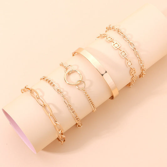 Jewelry Fashion Net Red Trendy Multi-layer Jewelry Elements Ins Combination 6-piece Suit Bracelet