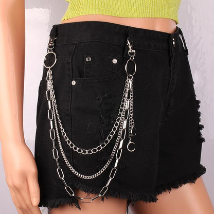 Jewelry Metal Personality Waist Chain Ring Decoration Hip Hop Rock Night Moon Pendant Pants Chain