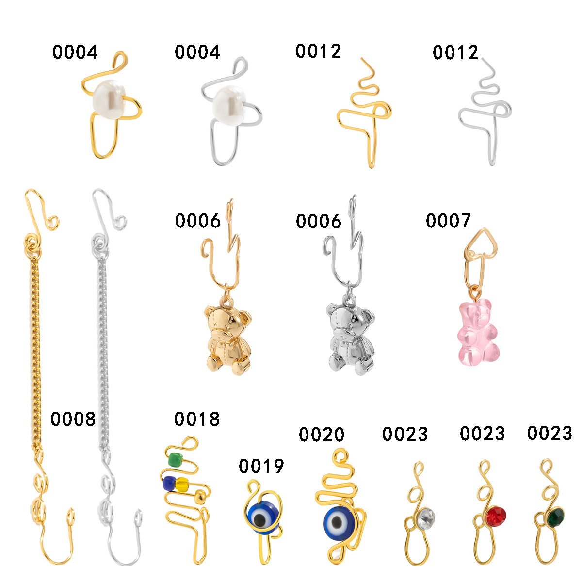 Jewelry creative winding metal geometric chain nose clip female personality bear eyes multiple nose ornaments