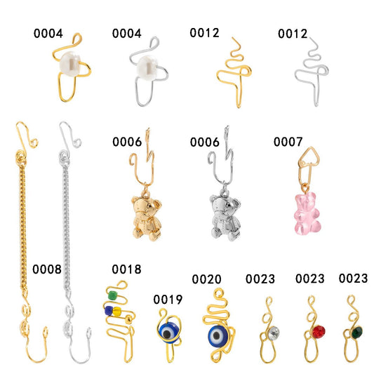 Jewelry creative winding metal geometric chain nose clip female personality bear eyes multiple nose ornaments