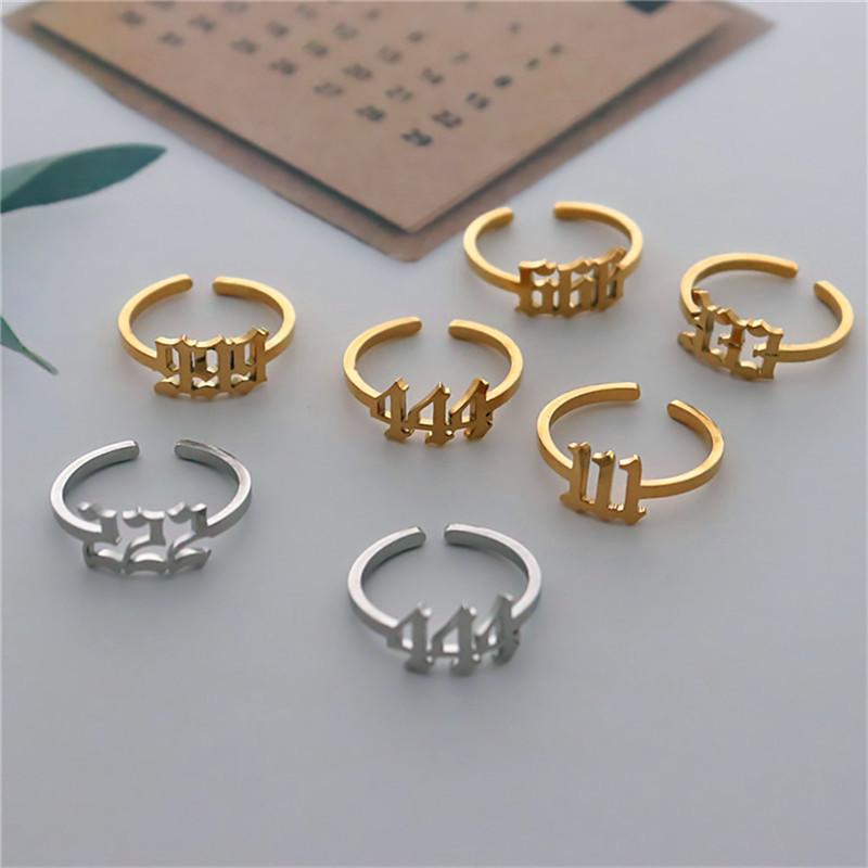 Stainless steel lucky number ring 111999 auspicious joint ring birthday gift