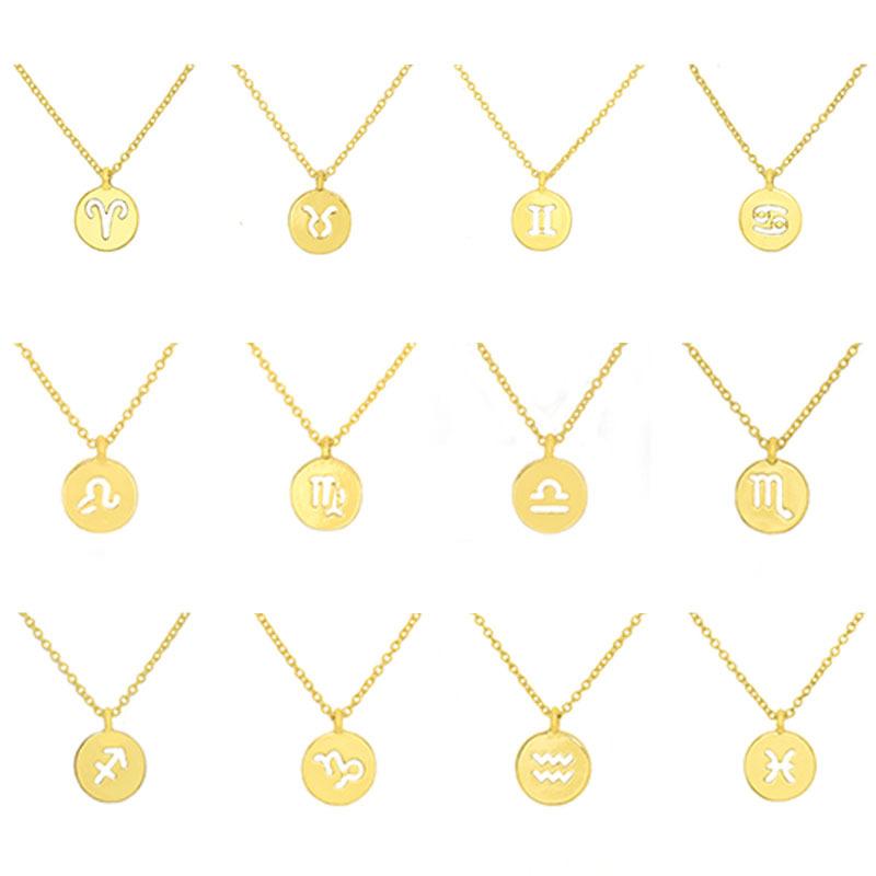 Explosive Jewelry Twelve Constellation Necklace Pisces Round Cake Pendant Clavicle Chain
