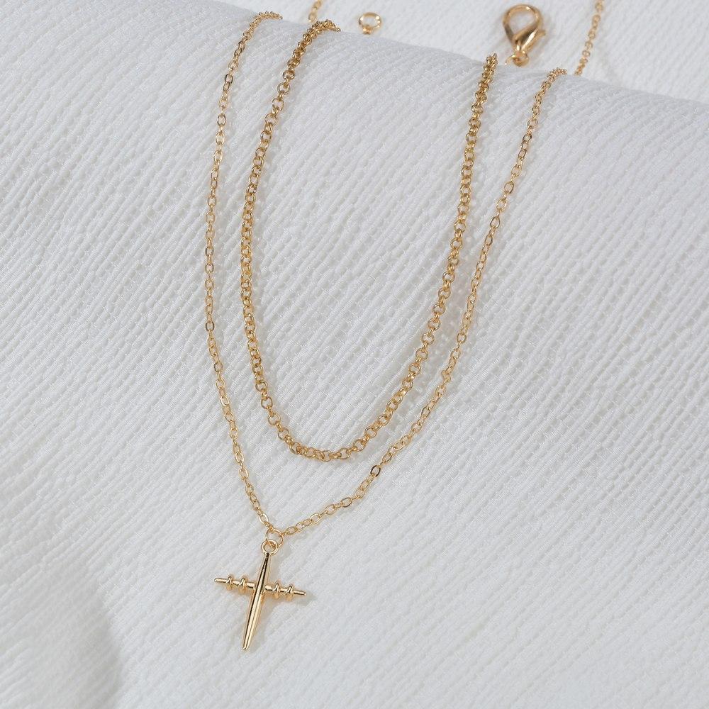 Fashion Simple Cross Pendant Choker Necklace Ladies Alloy Clavicle Chain Accessories