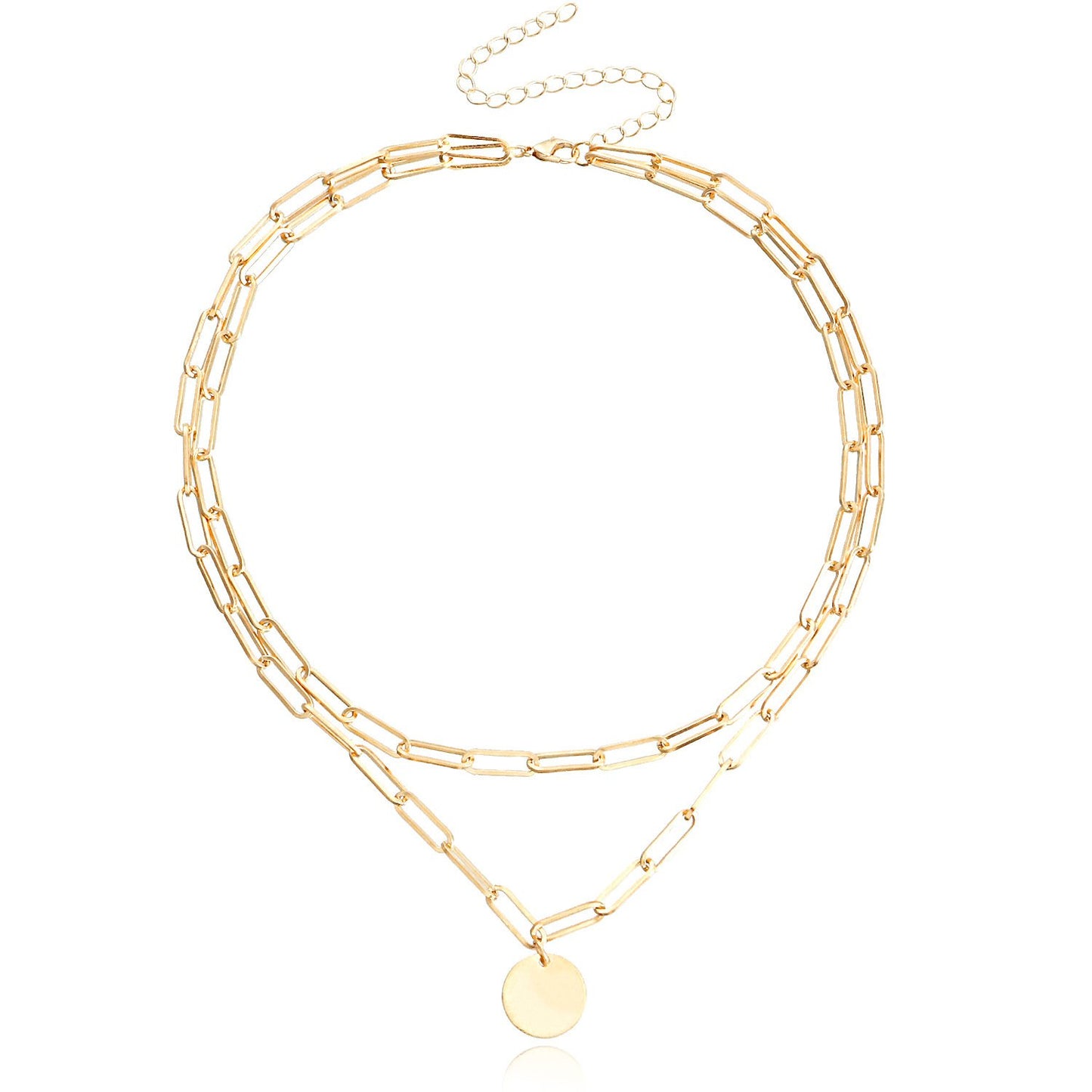 Jewelry creative simple necklace choker personality exaggerated punk disc double back necklace