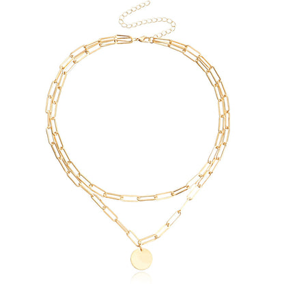 Jewelry creative simple necklace choker personality exaggerated punk disc double back necklace