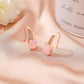 Geometric Oval Moonstone Pink Earrings Female Rose Gold Crystal Water Drop Earrings Earrings Stud Earrings
