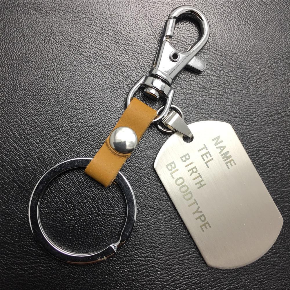 Military ID card dog tag stainless steel pendant titanium steel jewelry key chain pendant cowhide pet identification tag