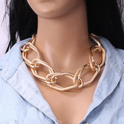 Jewelry Exaggerated Thick Irregular Shape Chain Necklace Female Hip Hop Trend Short Sweater Chain
