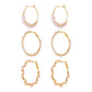 Geometric pearl earring set personality exaggerated simple C-shaped hoop earrings 3-piece set female