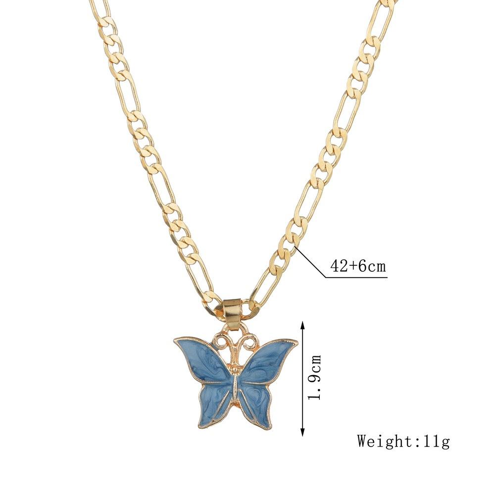 Vintage Painted Oil Drip Butterfly Necklace Fashion Pendant Necklace Accessories