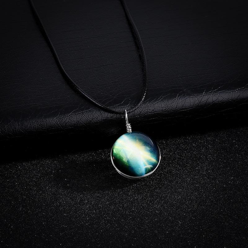 Harajuku Universe Fantasy Star Pendant Time Gem Handmade Glass Ball Luminous Necklace Jewelry