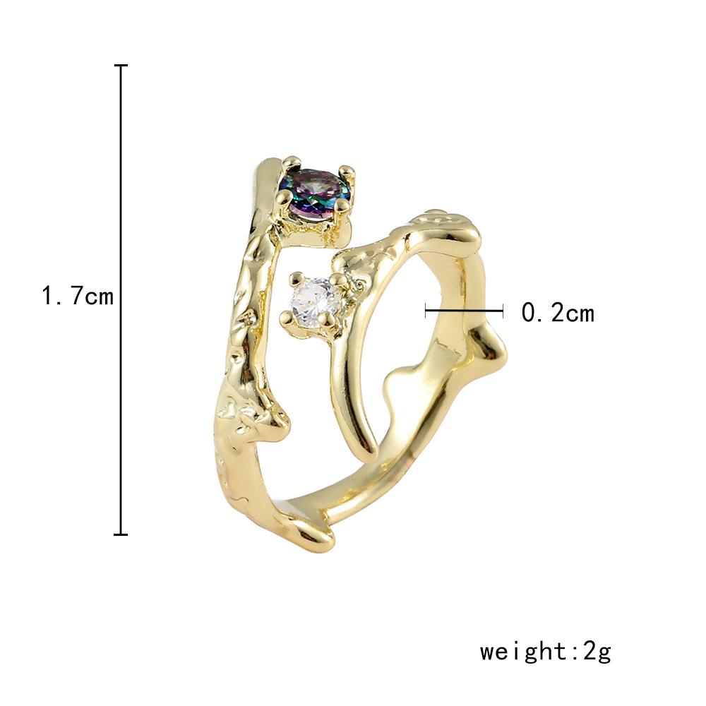 Ins simple light luxury design irregular ladies ring thorns zircon opening copper micro-inlaid zircon ring