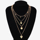 Trendy personality sequins peach heart pendant collarbone chain retro simple multi-layered necklace necklace