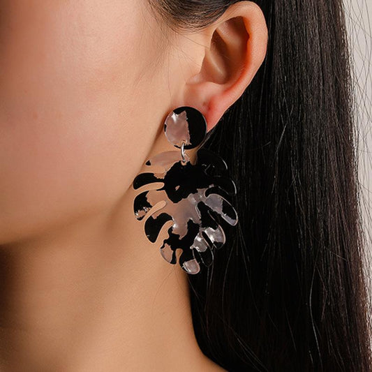 Jewelry Acetate Plate Multilayer Earrings Leaf Shape Colorful Multicolor Earrings Women