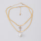 Necklace Jewelry Diamond Cross Shaped Pearl Baroque Copper Snake Chain Multilayer Necklace Clavicle Chain