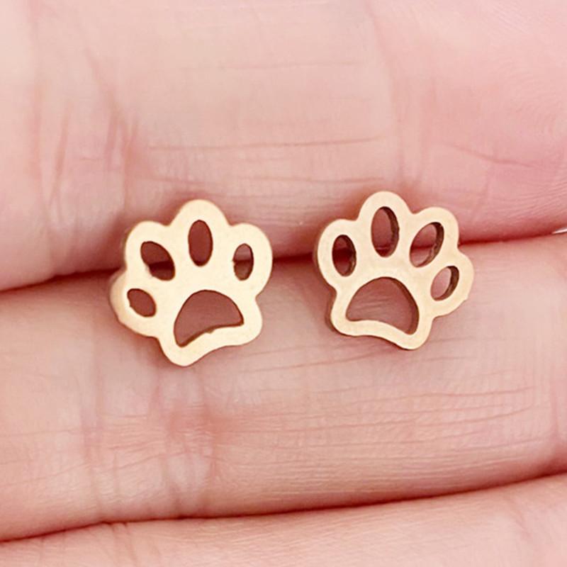 Cute cat footprint earrings ladies simple animal trinkets personalized bear paw dog paw earrings