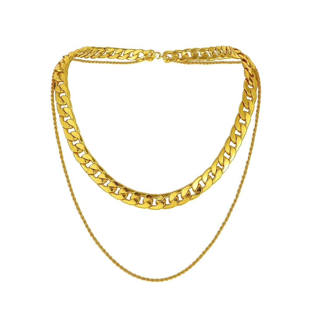 Popular fashion double-layer exaggerated metal twist chain thick personality versatile hip-hop multi-layer necklace jewelry female