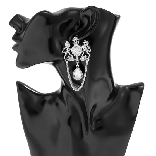 Jewelry Retro Palace Diamond Pendant Earrings Simple Metal Chain Guardian God Earrings