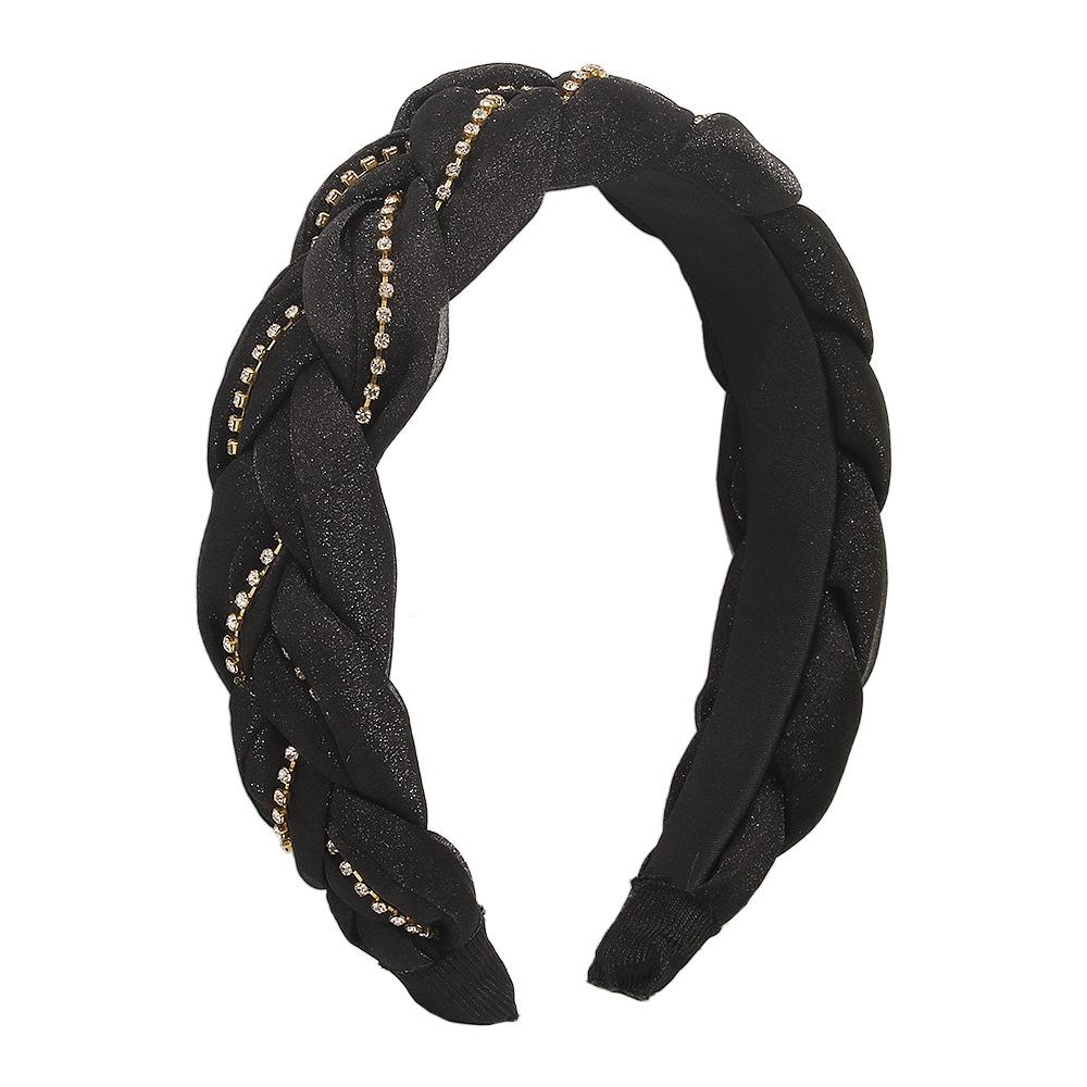 F3915 Fashion temperament elegant headdress light luxury claw chain simple niche braid rhinestone fabric headband