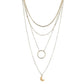 Fashion Circle Moon Pendant Necklace Retro Fashion Multilayer Thin Chain Necklace Accessories