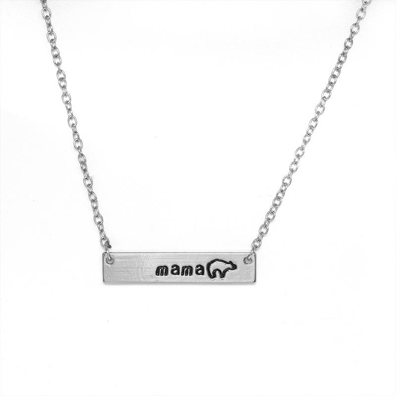 Explosive jewelry mother's day gift simple fashion mother bear pendant necklace female mama bear clavicle chain