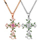 Personality Flower Cross Necklace Fashion Temperament Diamond-studded Leaf Clavicle Chain Simple Necklace Female